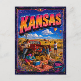 Cartão Postal do Kansas dos Anos 80 Retro