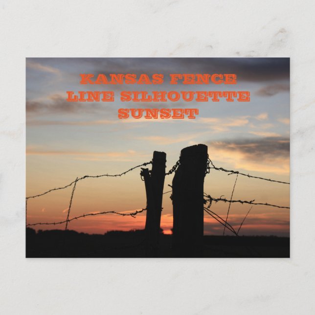 Cartão postal do Kansas Fence Line Silhouette Suns (Frente)