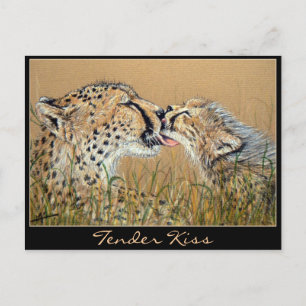 Cartão postal do Kiss Cheetah Baby & Mamãe