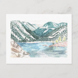 cartão postal do lago de lava com aquarela