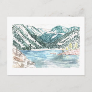 cartão postal do lago de lava com aquarela
