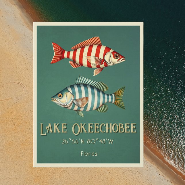 Cartão postal do Lago Okeechobee Florida com peixe (Criador carregado)