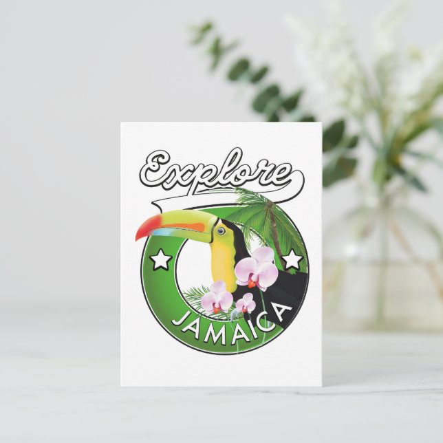 Cartão postal do logotipo Explorar Bahamas (Em pé/Frente)