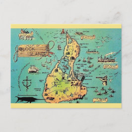 Cartão postal do mapa antigo da Ilha Block
