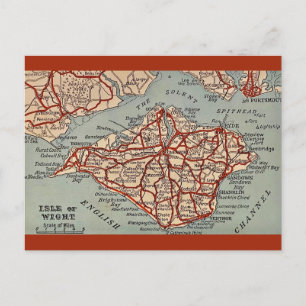 Cartão postal do mapa antigo da Ilha de Wight