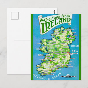 Cartão postal do mapa antigo da Irlanda