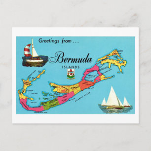 Cartão postal do mapa antigo das Bermudas