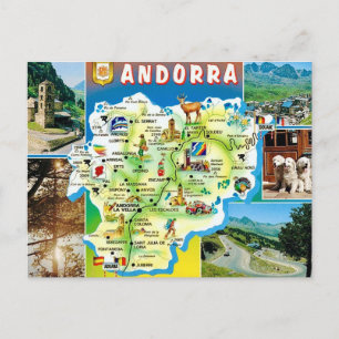 Cartão postal do mapa antigo de Andorra
