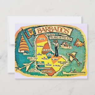 Cartão postal do mapa antigo de Barbados