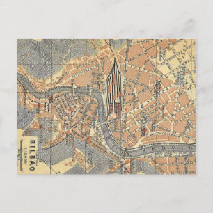 Cartão postal do mapa antigo de Bilbao Espanha