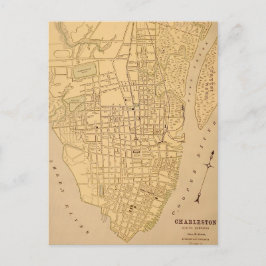 Cartão postal do mapa antigo de Cherleston SC