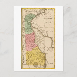 Cartão postal do mapa antigo de Delaware de 1815