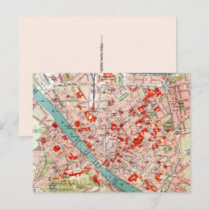 Cartão postal do mapa antigo de Florença