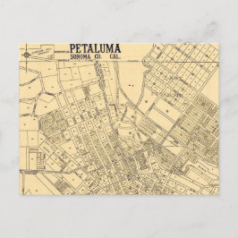 Cartão postal do mapa antigo de Petaluma CA