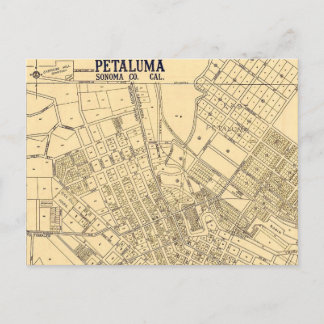 Cartão postal do mapa antigo de Petaluma CA
