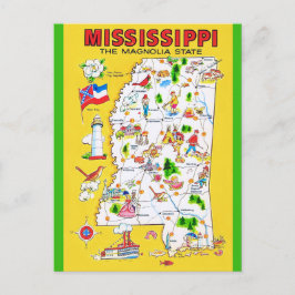 Cartão postal do mapa antigo do Mississippi
