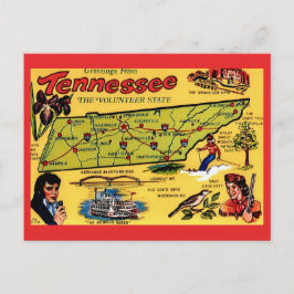 Cartão postal do mapa antigo do Tennessee