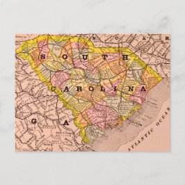Cartão postal do mapa colorido da Carolina do Sul