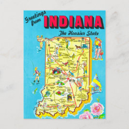 Cartão postal do mapa colorido de Indiana