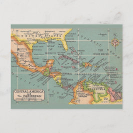 Cartão postal do mapa da América Central e Caribe