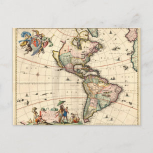 Cartão postal do mapa da América de 1670