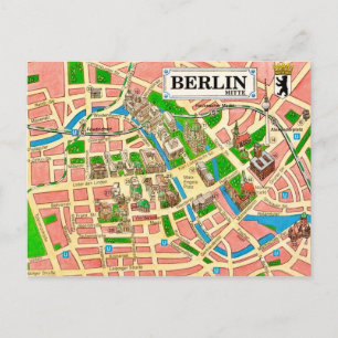 Cartão postal do mapa da cidade de Berlim antigo