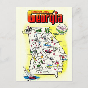 Cartão postal do mapa da Geórgia