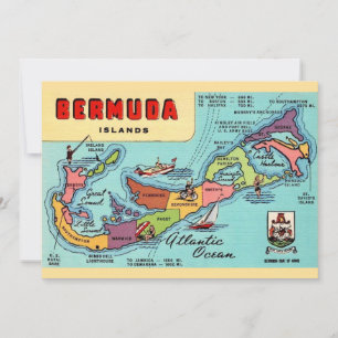 Cartão postal do mapa da ilha Bermuda 5x7