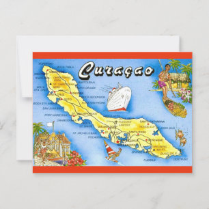 Cartão postal do mapa da ilha de Curaçao