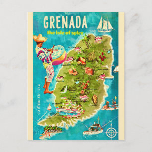 Cartão postal do mapa da ilha de Granada