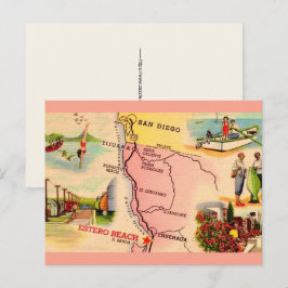 Cartão postal do mapa da praia de Estero México