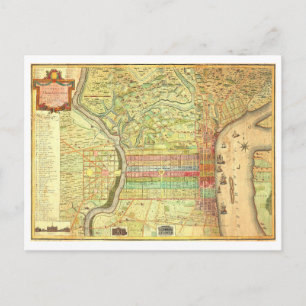 Cartão postal do mapa da rua da Filadélfia antiga 