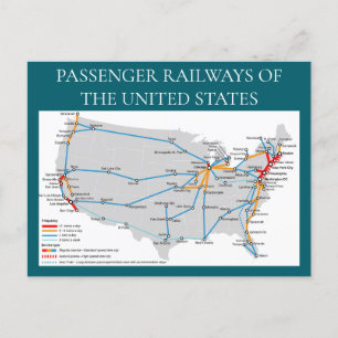 Cartão postal do mapa das ferrovias dos Estados Un