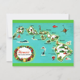 Cartão postal do mapa das Ilhas Havaianas