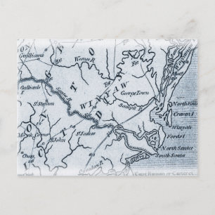 Cartão Postal do Mapa de Georgetown Winyah Carolin