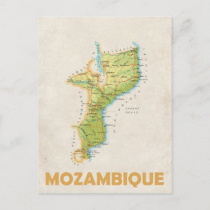 Cartão postal do mapa de Moçambique 