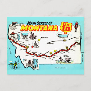 Cartão postal do mapa de Montana US 10