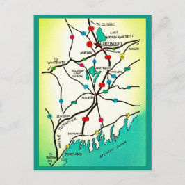 Cartão postal do mapa de Portland para Lakeview ME