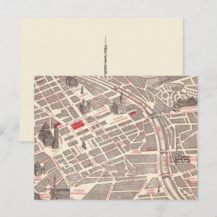 Cartão postal do mapa de rua vintage de Florença
