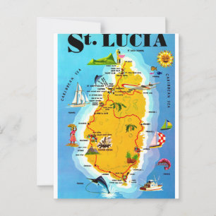 Cartão postal do mapa de Santa Lúcia