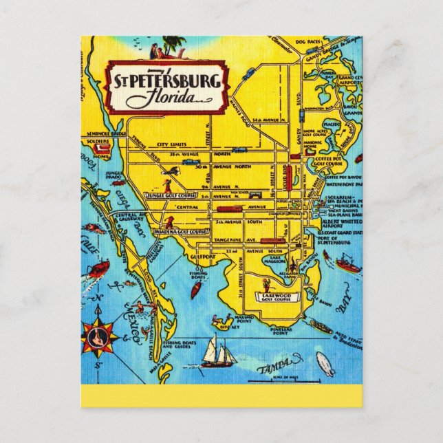 Cartão postal do mapa de São Petersburgo (Frente)