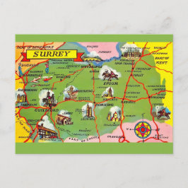 Cartão postal do mapa de Surrey Inglaterra
