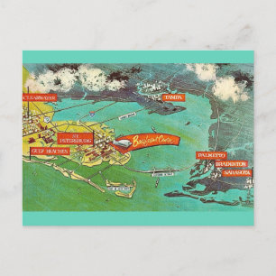 Cartão postal do mapa de Tampa St Petersburg Brade