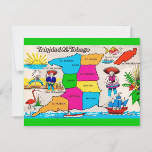 Cartão postal do mapa de Trinidad e Tobago