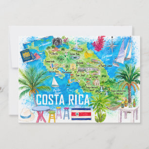 Cartão postal do mapa de viagem em aquarela da Cos