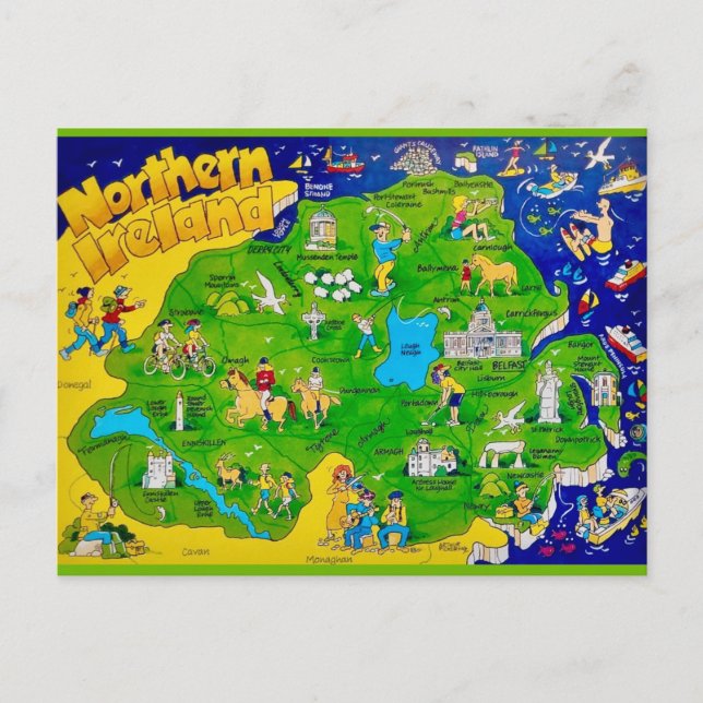 Cartão postal do mapa divertido da Irlanda do Nort (Frente)