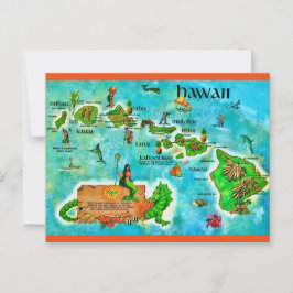 Cartão postal do mapa divertido das Ilhas Havaiana