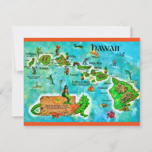 Cartão postal do mapa divertido das Ilhas Havaiana
