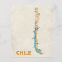 Cartão postal do mapa do Chile
