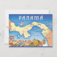 Cartão postal do mapa do Panamá
